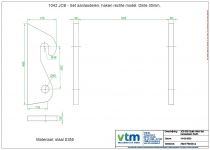 JCB - Set aanlasdelen, haken rechte model. Dikte 30mm