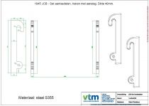 JCB - Set aanlasdelen, haken met aanslag. Dikte 40mm