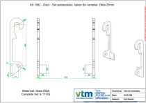 Dieci - Set aanlasdelen, haken tbv verreiker. Dikte 25mm