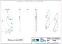 Kramer - Set aanlasdelen, haken. Dikte 20mm, staal S355