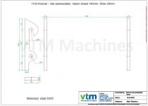 Kramer - Set aanlasdelen, haken breed 140mm. Dikte 30mm