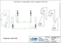 Ahlmann - Set aanlasdelen, haken en oogplaten. Dikte 25mm