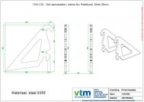 CW 1/10- Set aanlasdelen, Haken t.b.v Palletbord. Dikte 25mm