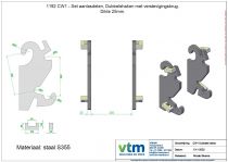 CW1 - Set aanlasdelen, haken dubbel model. Dikte 25mm